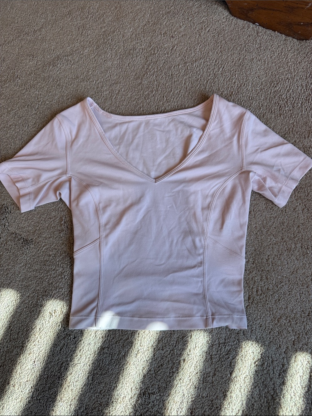 lululemon athletica Light Pink V-Neck Short Sleeve Top